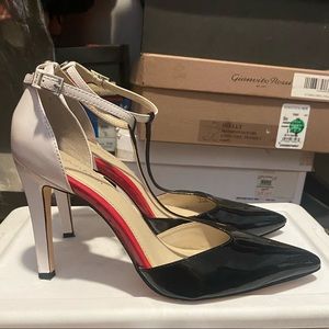 Calvin Klein two tone T strap pumps